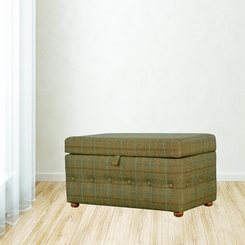 Multi Tweed Deep Button Footstool Artisan Furniture