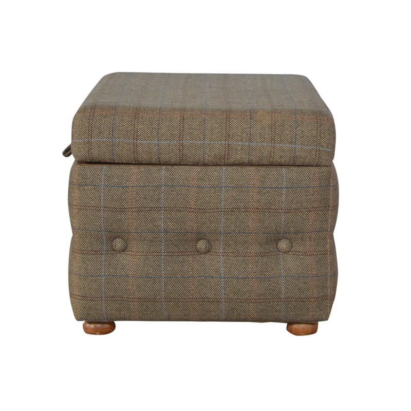 Multi Tweed Deep Button Footstool  - Artisan Furniture 