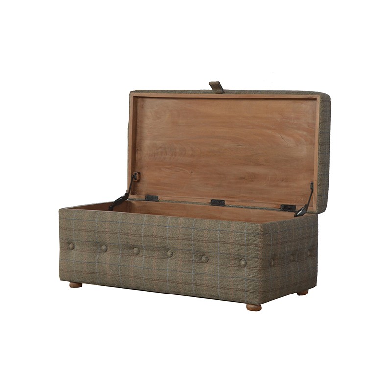 Multi Tweed Deep Button Footstool  - Artisan Furniture 