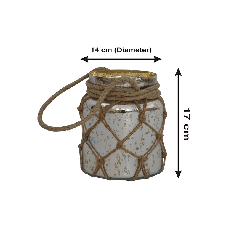 Glass Jar Lantern with Rope  - Artisan Furniture 