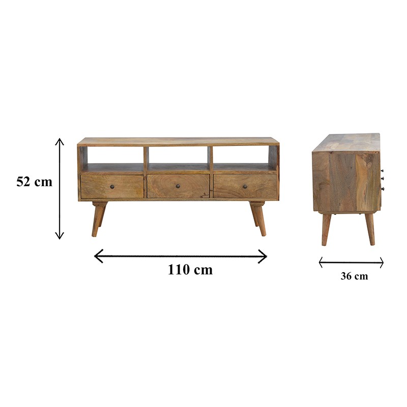 Nordic Style TV Unit with 3 Drawers  - Artisan Furniture 