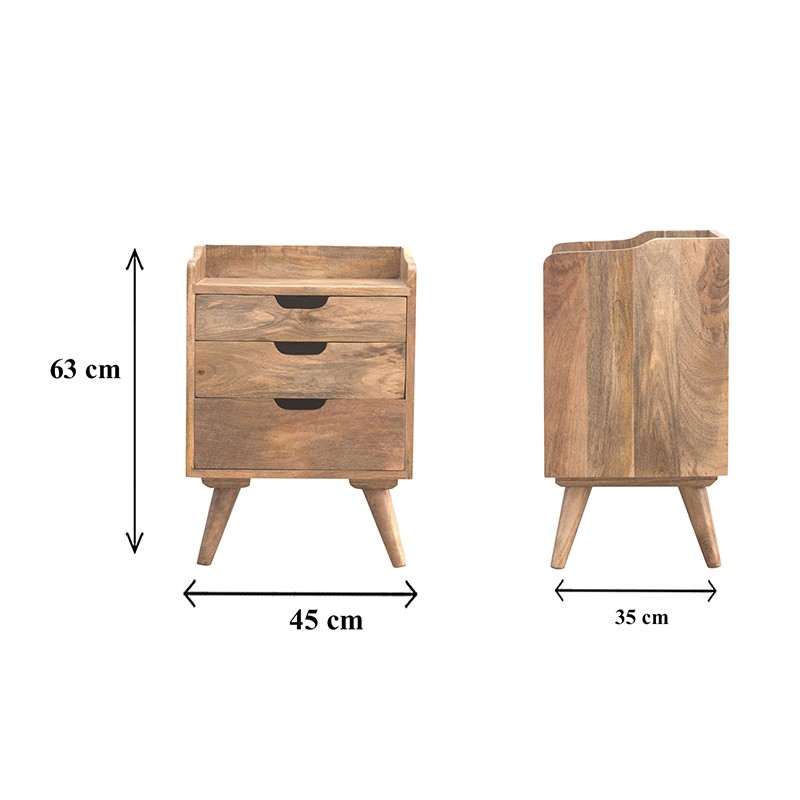 Gallery Back Bedside with 3 Drawers  - Artisan Furniture 
