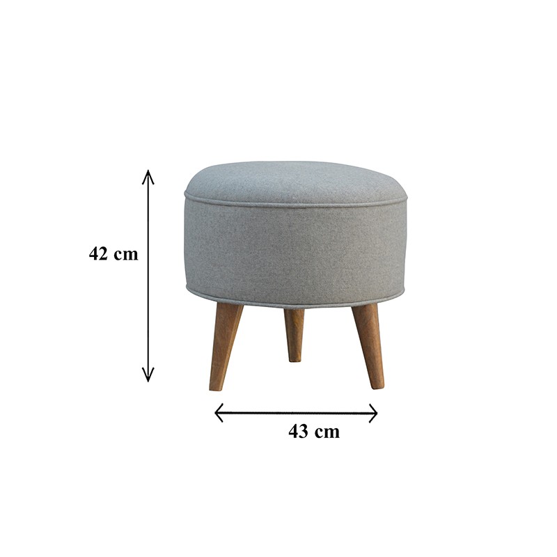 Round Grey Tweed Footstool  - Artisan Furniture 