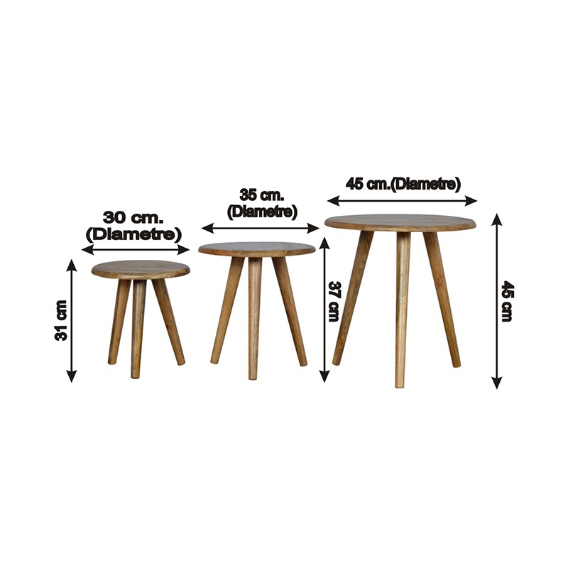Oak-ish Nordic Nesting Stools  - Artisan Furniture 