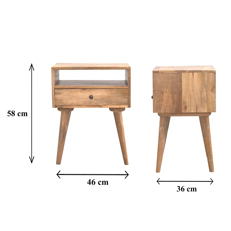 Modern Solid Wood Bedside with Open Slot  - Artisan Furniture 