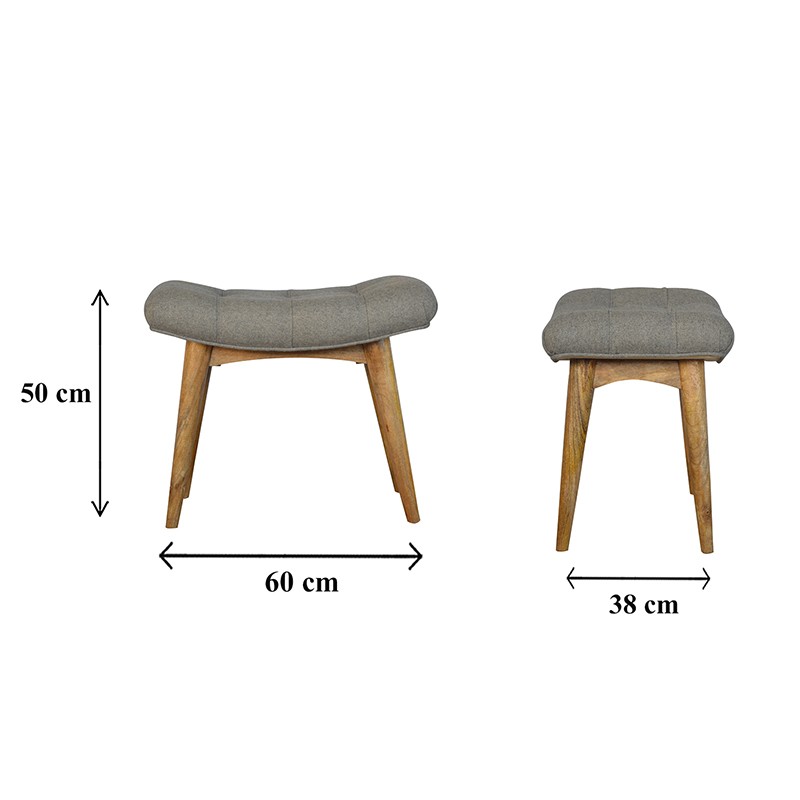 Curved Grey Tweed Bench  - Artisan Furniture 