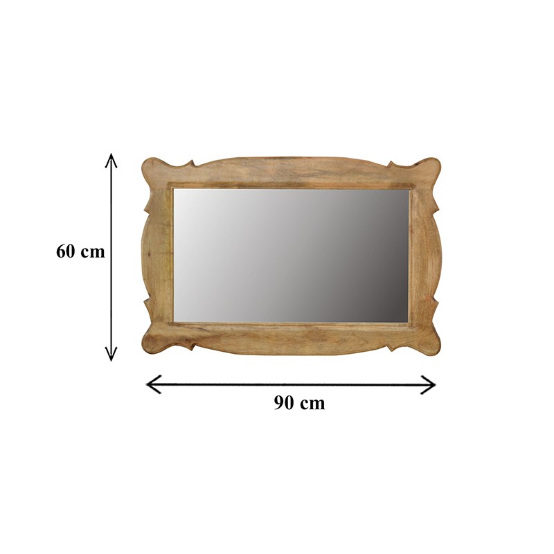 Wooden Hand Carved Oblong Frame with Mirror  - Artisan Furniture 
