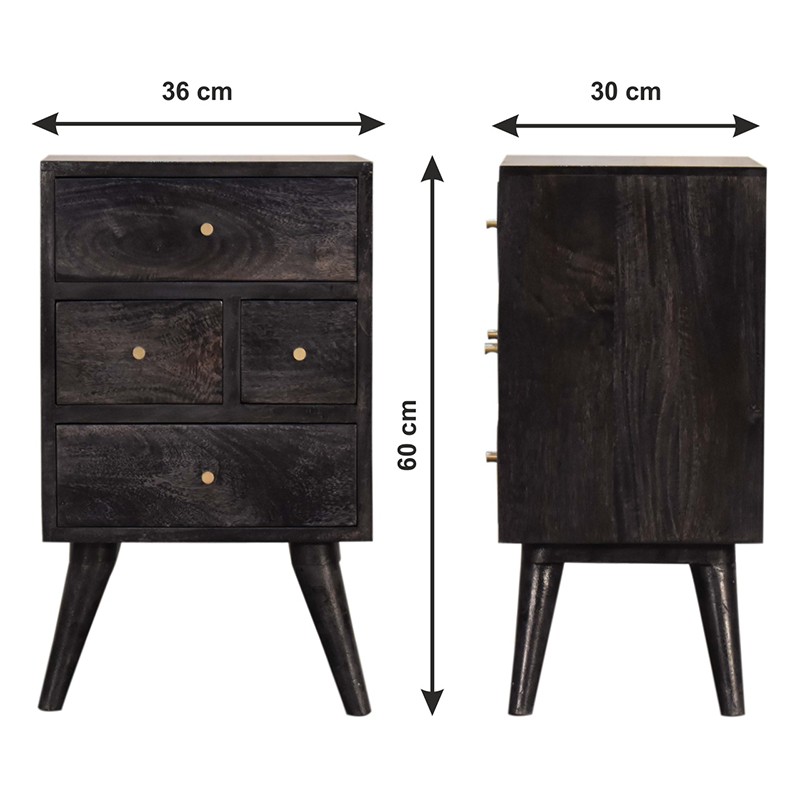 Multi Drawer Ash Black Bedside  - Artisan Furniture 