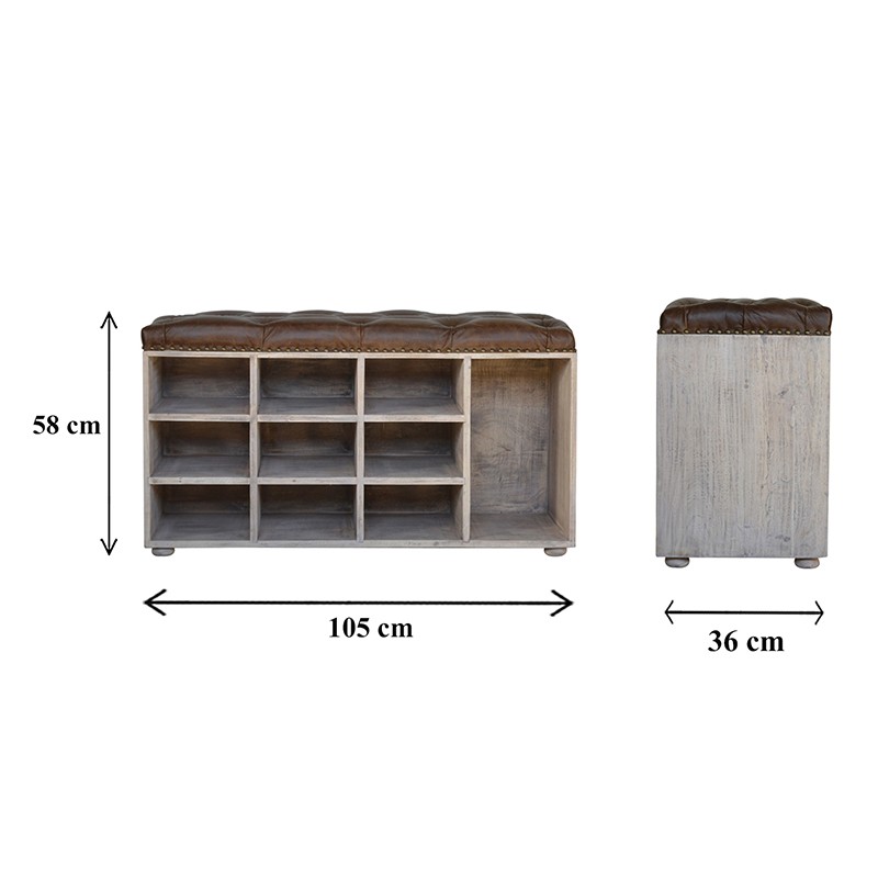 Buffalo Hide Acid Wash Shoe Cabinet  - Artisan Furniture 