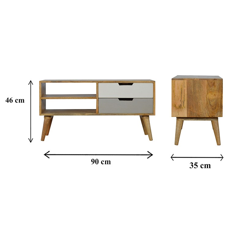 Grey and White Media Unit with 2 Drawers  - Artisan Furniture 