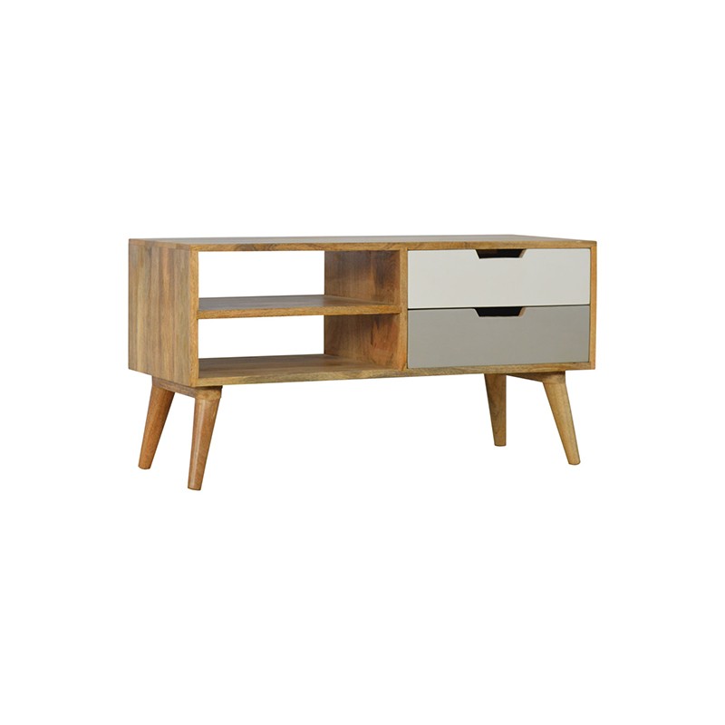 Grey and White Media Unit with 2 Drawers  - Artisan Furniture 