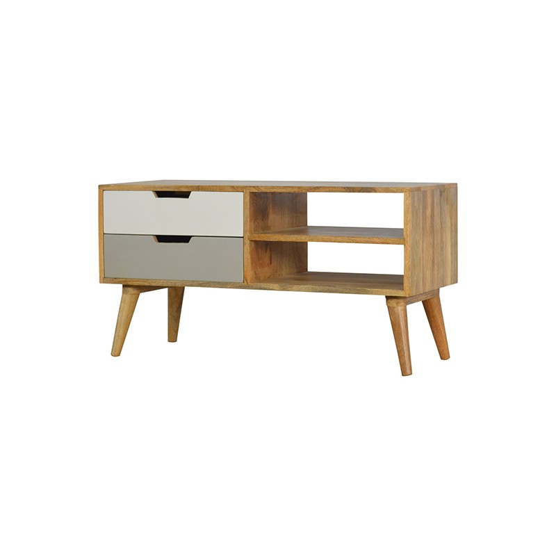 Grey and White Media Unit with 2 Drawers  - Artisan Furniture 