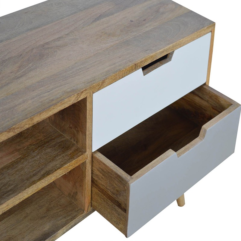 Grey and White Media Unit with 2 Drawers  - Artisan Furniture 