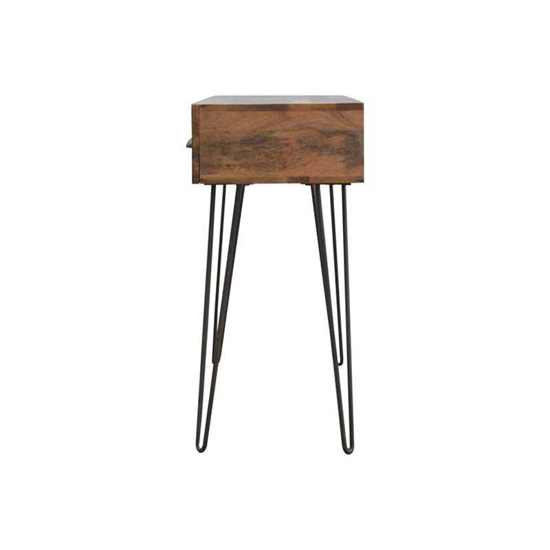 Solid Wood 2 Drawers Console Table with Iron Base  - Artisan Furniture 