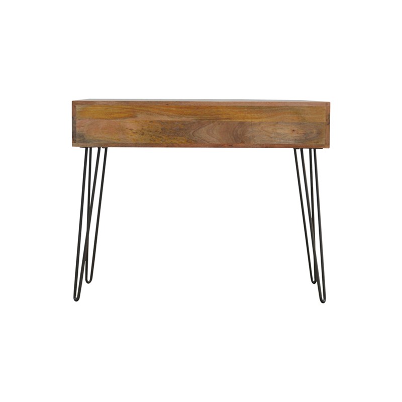 Solid Wood 2 Drawers Console Table with Iron Base  - Artisan Furniture 