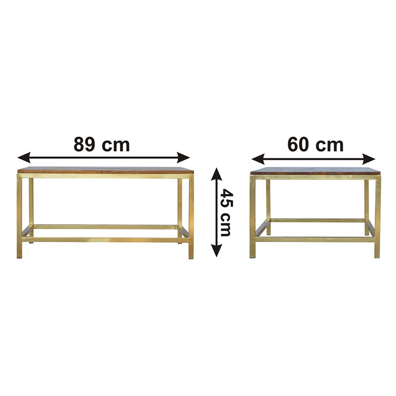 Rectangular Coffee Table with Gold Base  - Artisan Furniture 