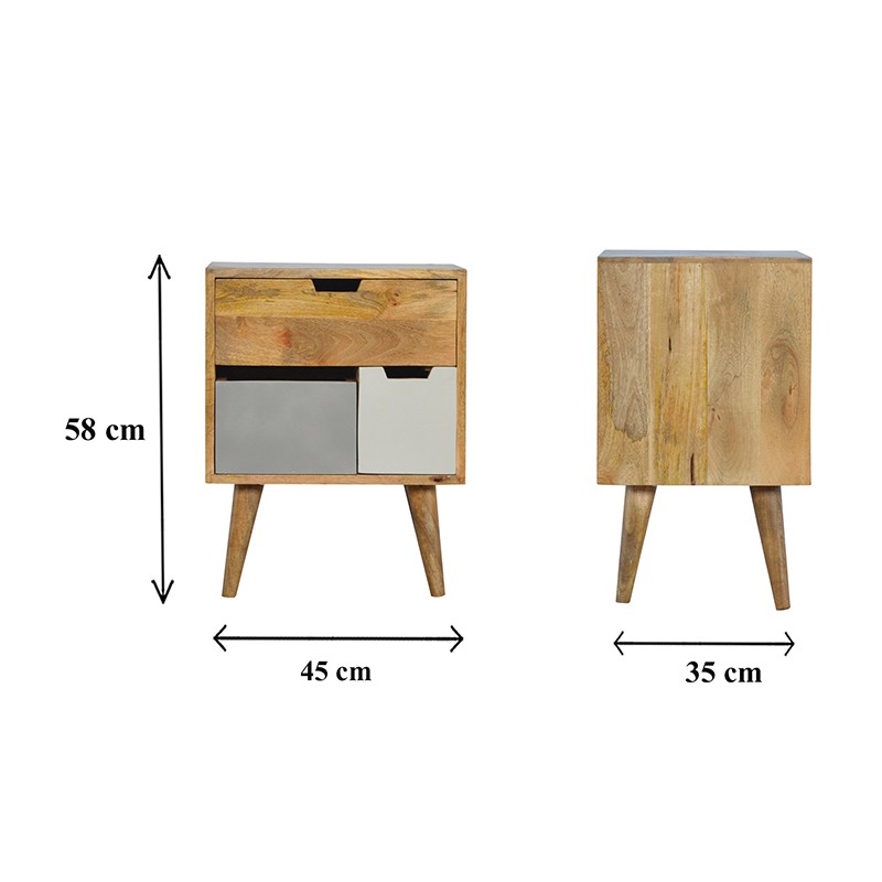 Grey and White Bedside with Removable Drawers  - Artisan Furniture 