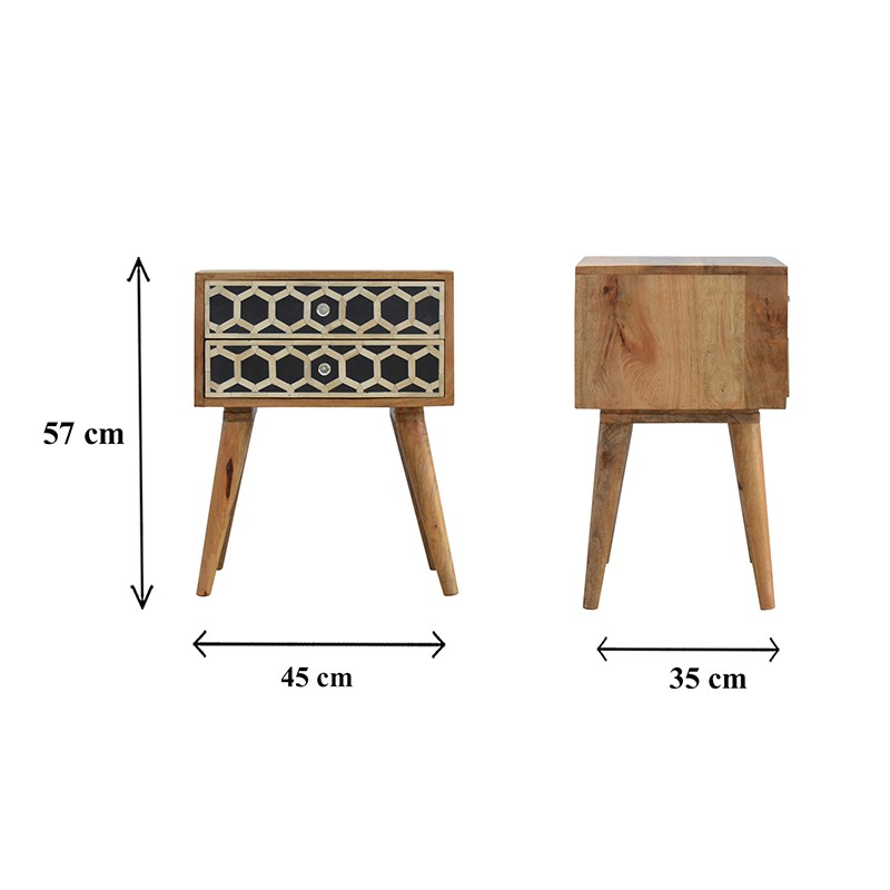 Bone Inlay Bedside with 2 Drawers  - Artisan Furniture 