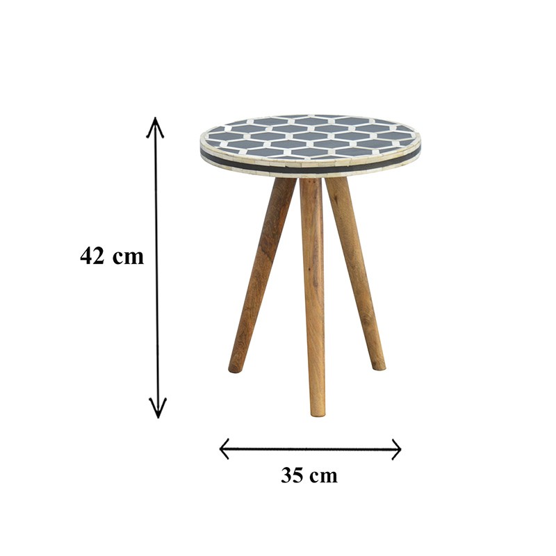Bone Inlay Tripod Stool  - Artisan Furniture 