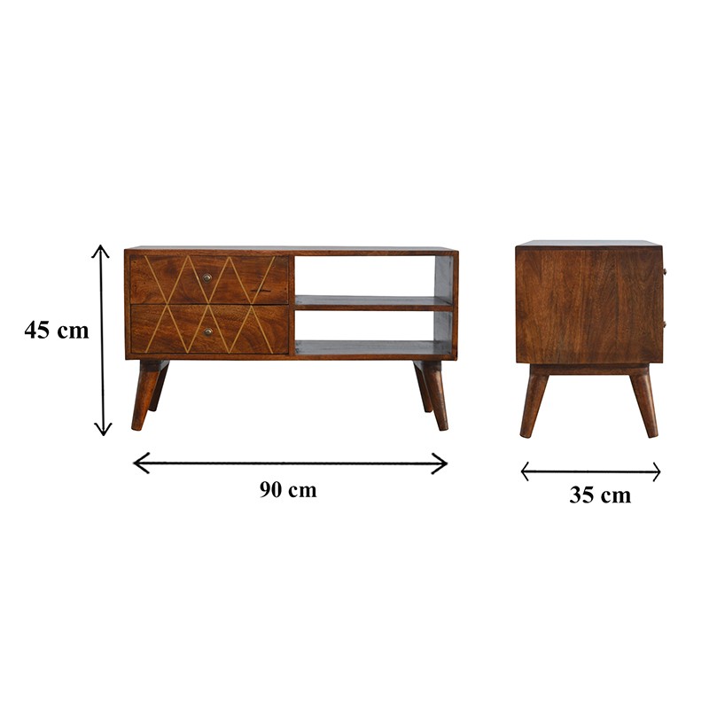 Geometric Brass Inlay Media Unit  - Artisan Furniture 