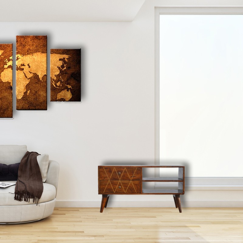 Geometric Brass Inlay Media Unit Artisan Furniture