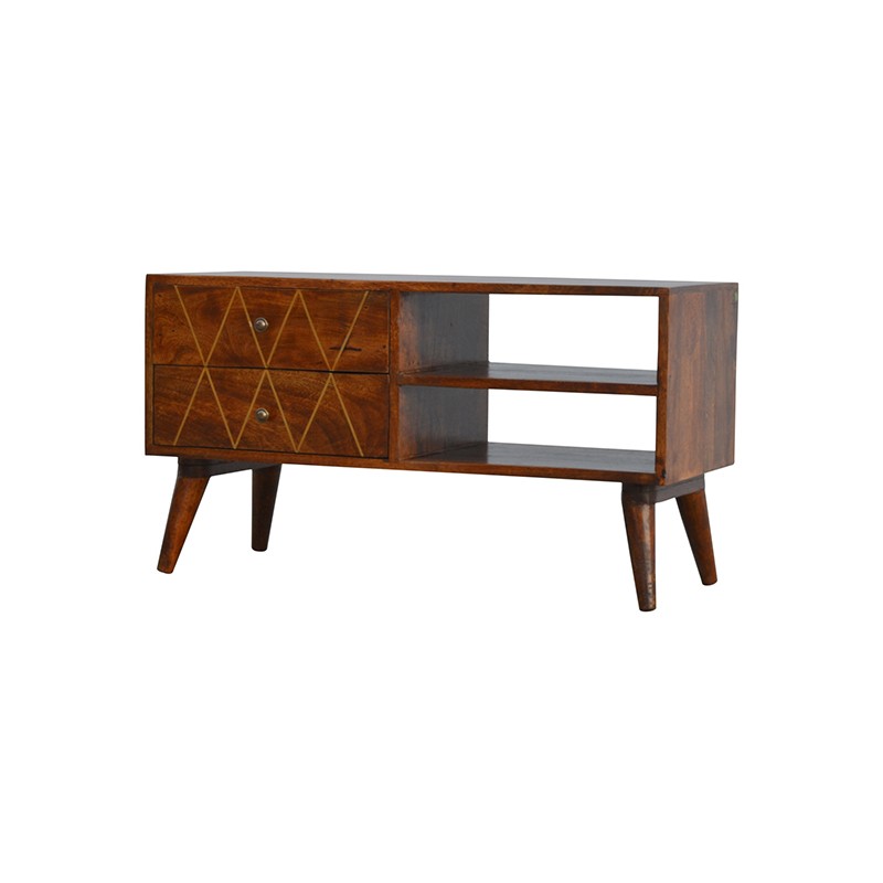 Geometric Brass Inlay Media Unit  - Artisan Furniture 