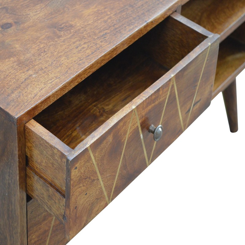 Geometric Brass Inlay Media Unit  - Artisan Furniture 