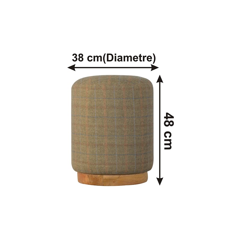 Multi Tweed Round Footstool  - Artisan Furniture 