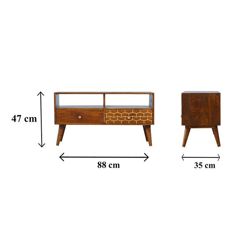 Gold Art Pattern Drawer Media Unit  - Artisan Furniture 