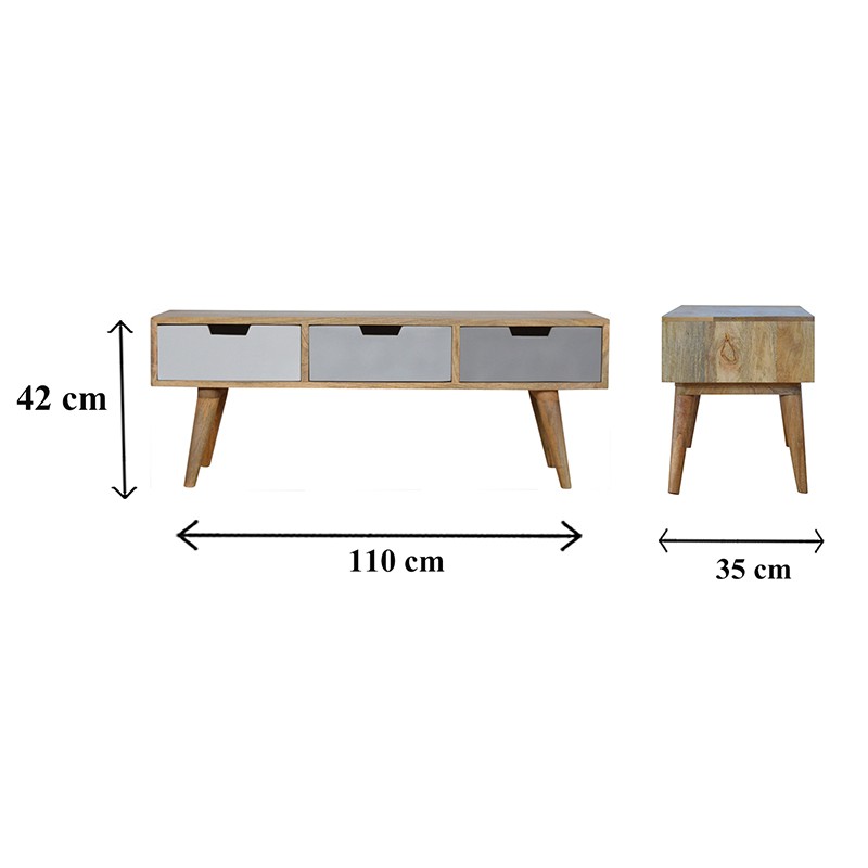 Grey Painted 3 Drawer Media Unit  - Artisan Furniture 