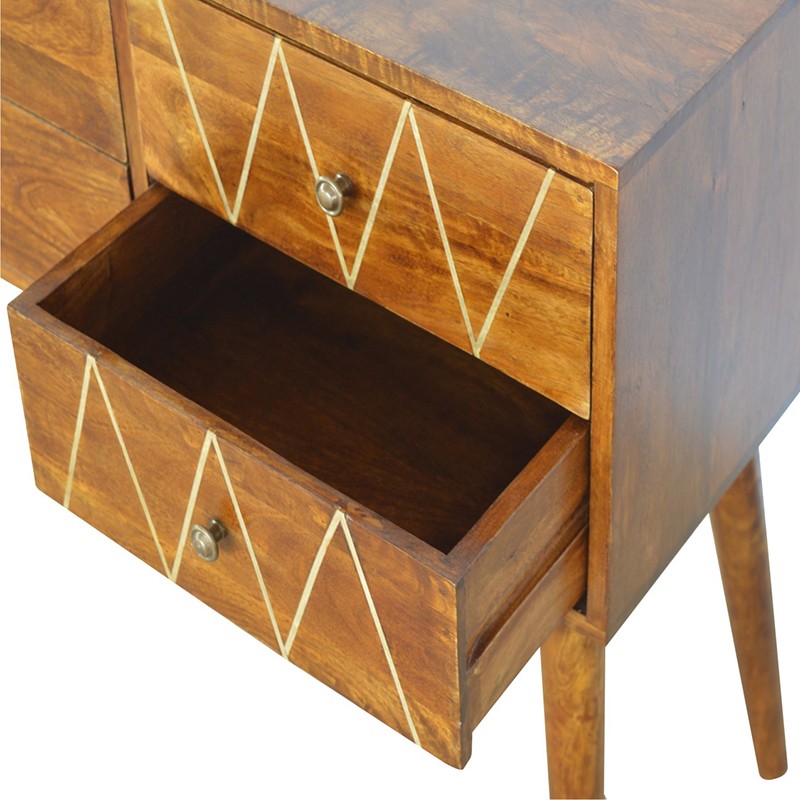 Geometric Brass Inlay 4 Drawer Console Table  - Artisan Furniture 