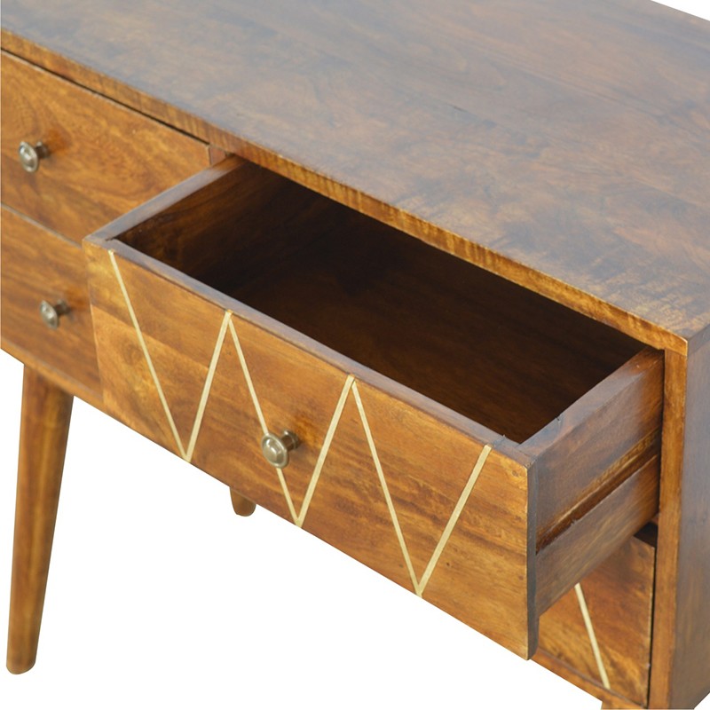 Geometric Brass Inlay 4 Drawer Console Table  - Artisan Furniture 