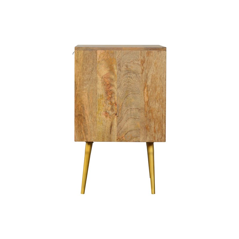 Sleek Cement Brass Inlay Bedside with Open Slot  - Artisan Furniture 