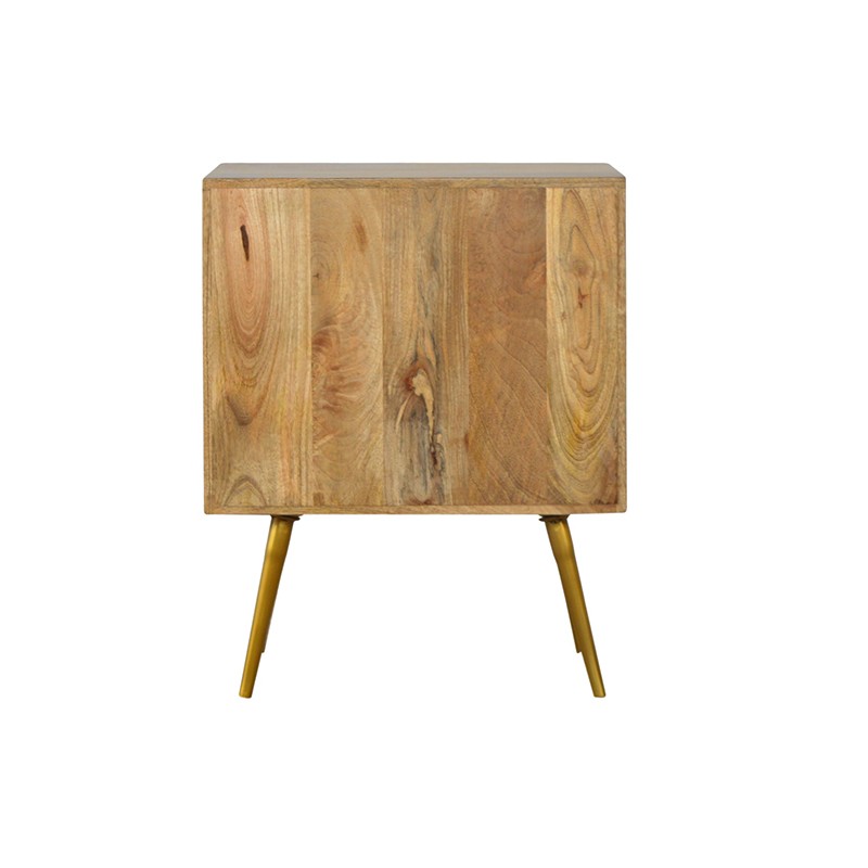 Sleek Cement Brass Inlay Bedside with Open Slot  - Artisan Furniture 