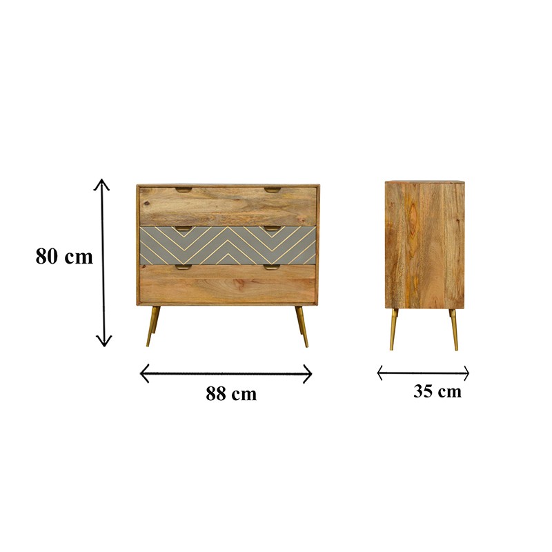 Sleek Cement Brass Inlay Chest  - Artisan Furniture 