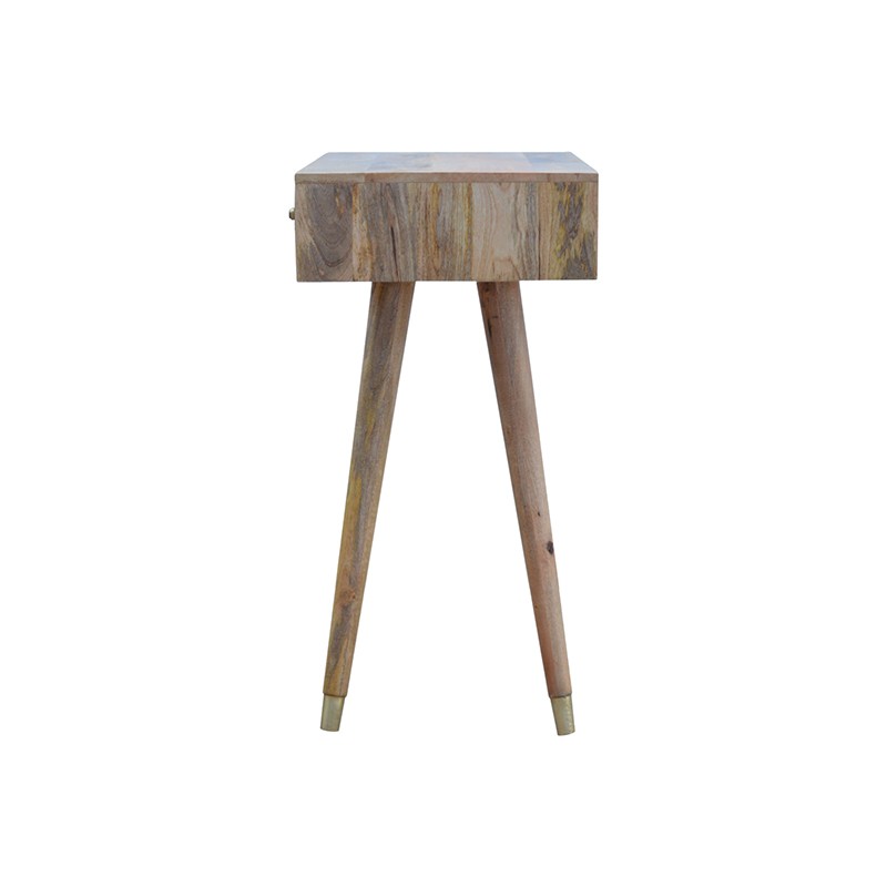 Oak-ish Gold Brass Inlay Console Table  - Artisan Furniture 