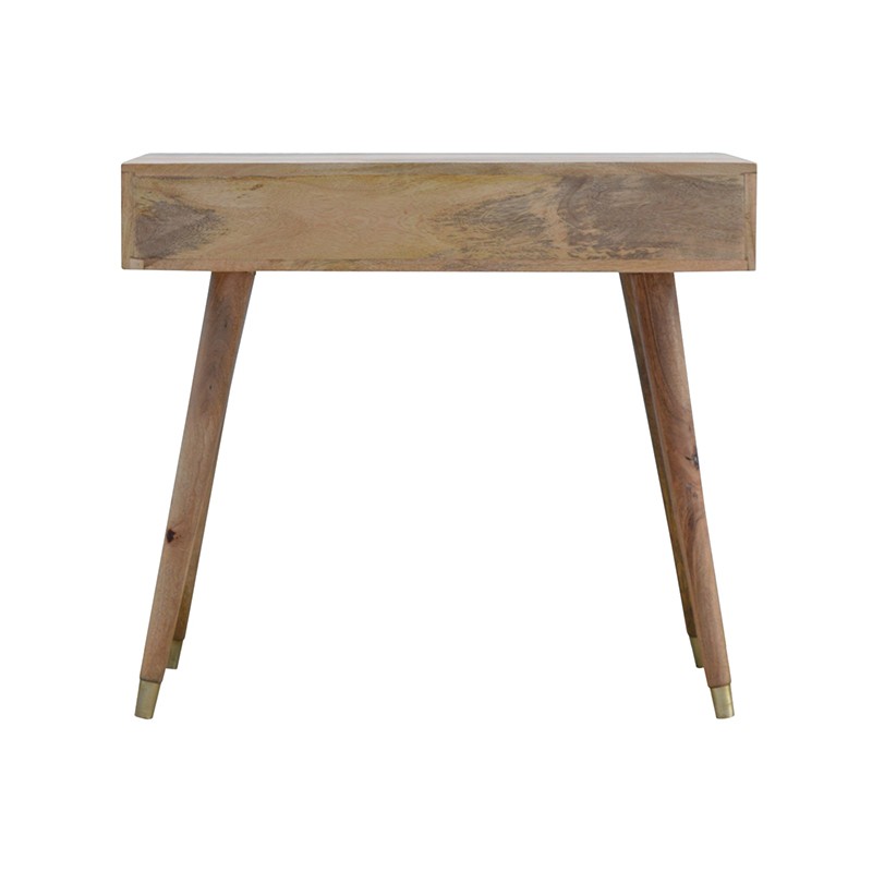 Oak-ish Gold Brass Inlay Console Table  - Artisan Furniture 