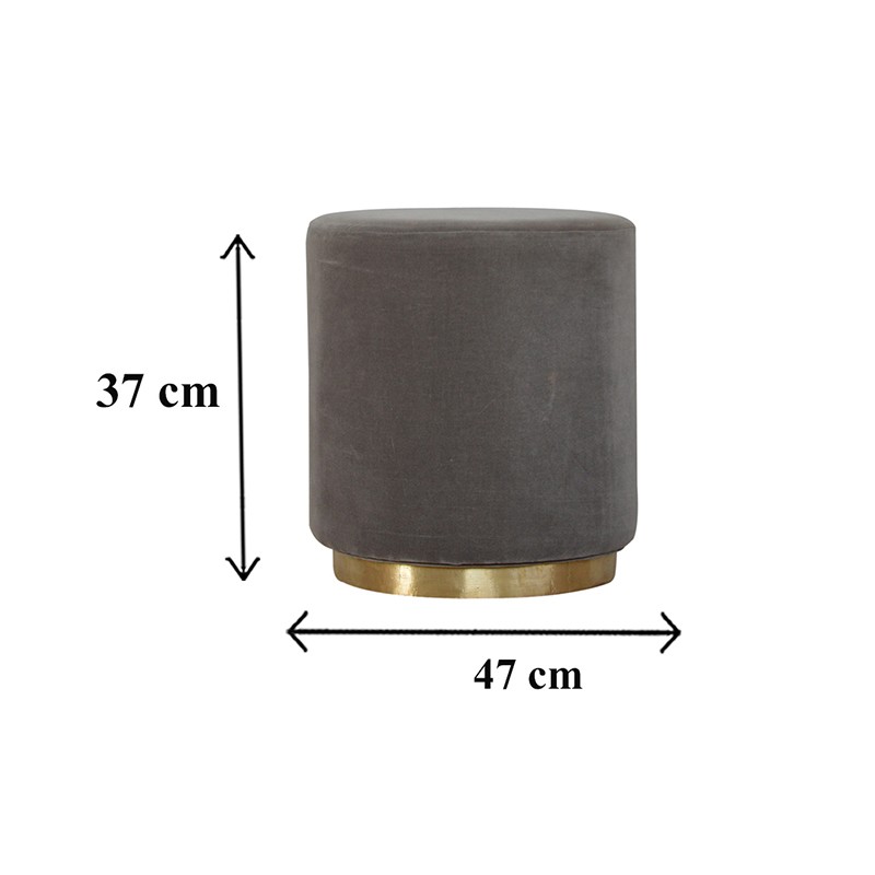 Grey Velvet Footstool with Gold Base  - Artisan Furniture 