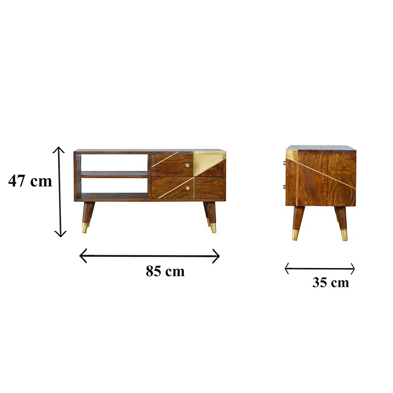 Gold Geometric Chestnut Media Unit  - Artisan Furniture 
