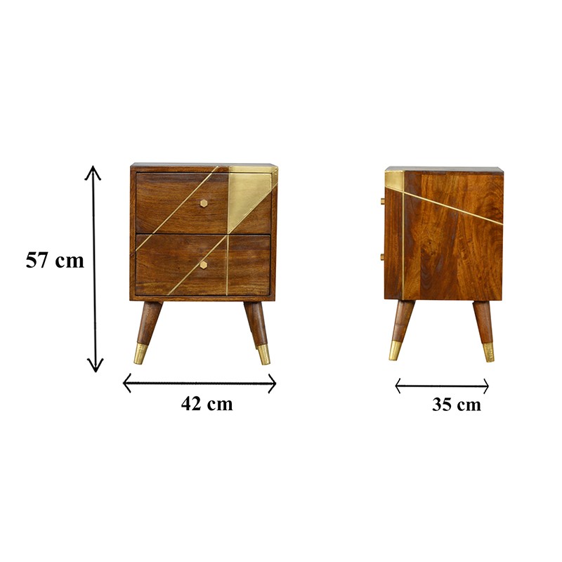 Gold Geometric Chestnut Bedside  - Artisan Furniture 