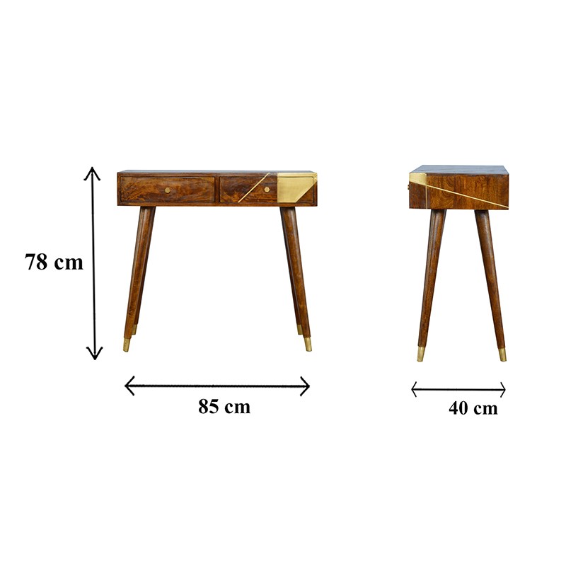 Gold Geometric Chestnut Console Table  - Artisan Furniture 