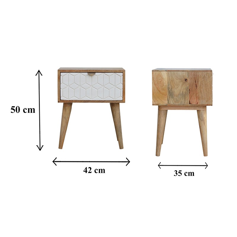 Sleek White Carved Bedside  - Artisan Furniture 