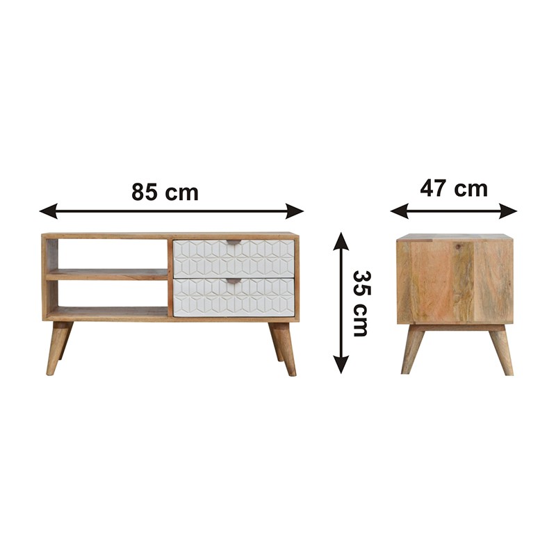 Sleek White Carved Media Unit  - Artisan Furniture 