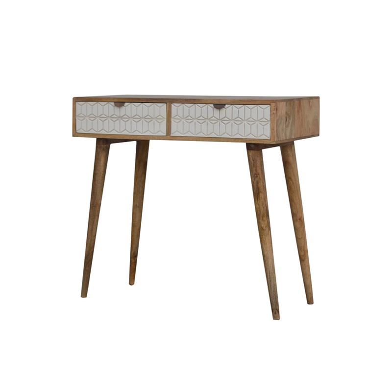 Sleek White Carved Console Table  - Artisan Furniture 