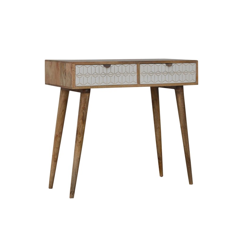 Sleek White Carved Console Table  - Artisan Furniture 