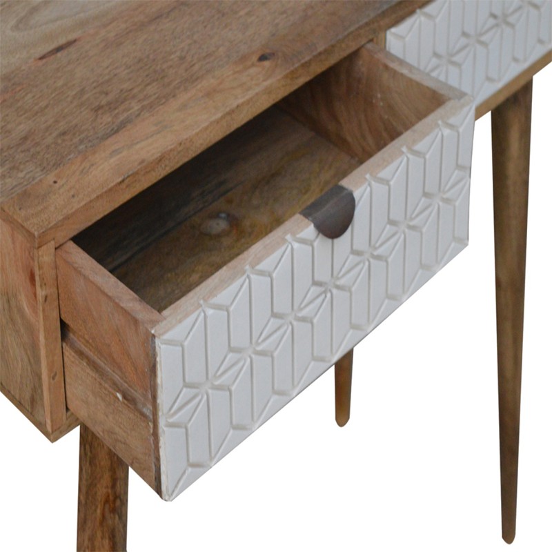 Sleek White Carved Console Table  - Artisan Furniture 