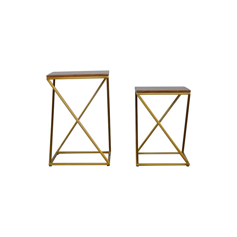 Chestnut Nesting Tables with Gold Base  - Artisan Furniture 
