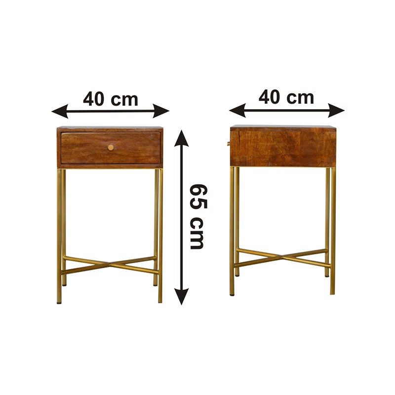 Chestnut End Table with Gold Base  - Artisan Furniture 