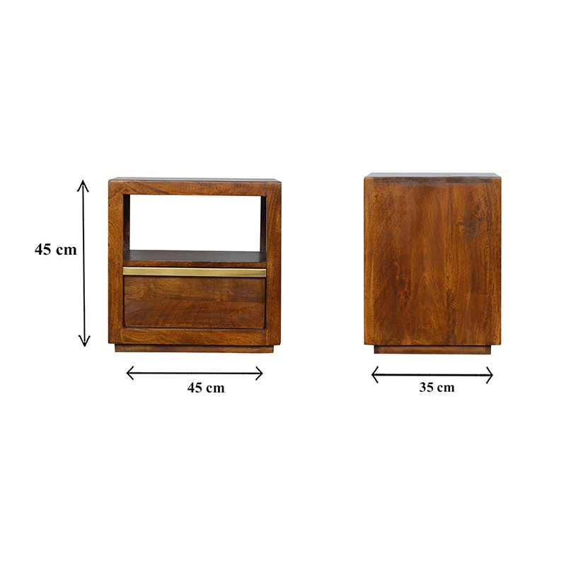 Chestnut Bedside with Gold Bar  - Artisan Furniture 