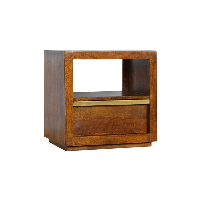 Chestnut Bedside with Gold Bar  - Artisan Furniture 